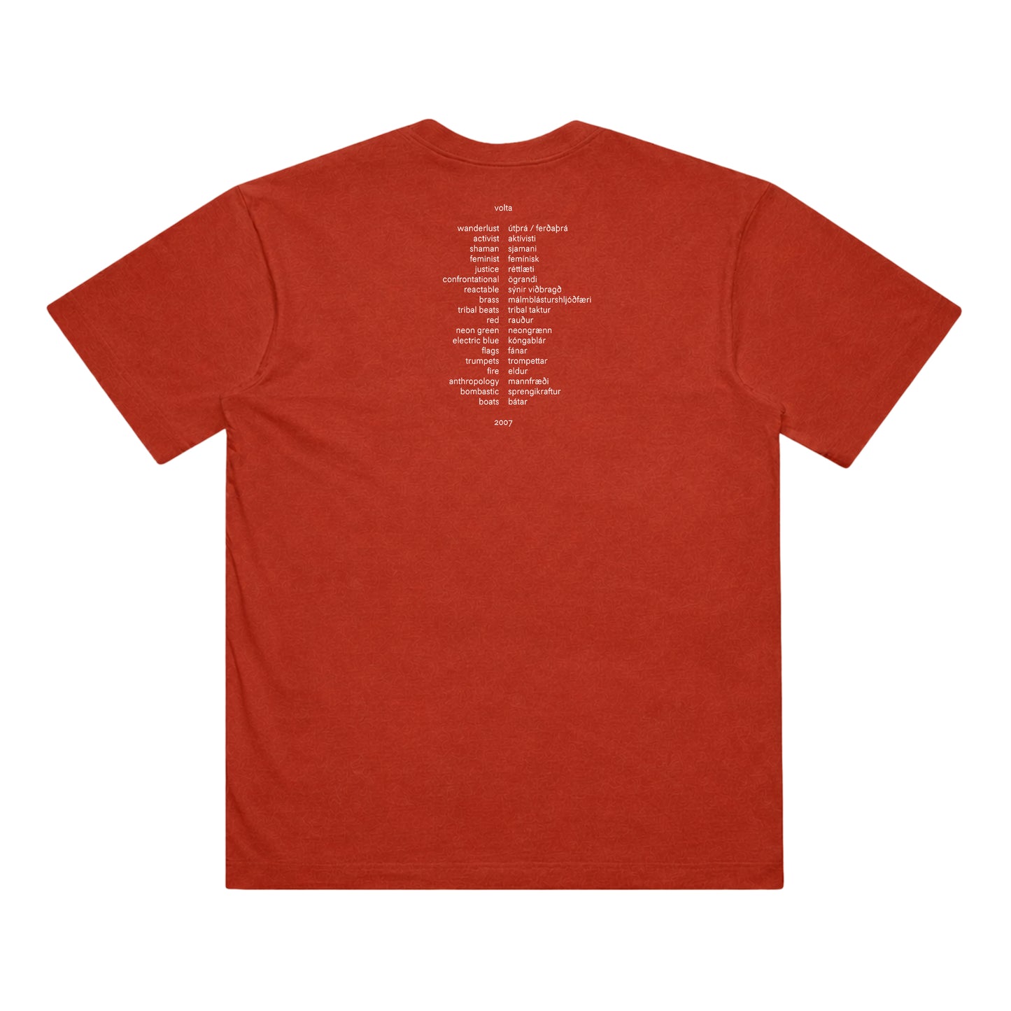 Official Volta Album Cover T-shirt (Red - Custom Dyed)