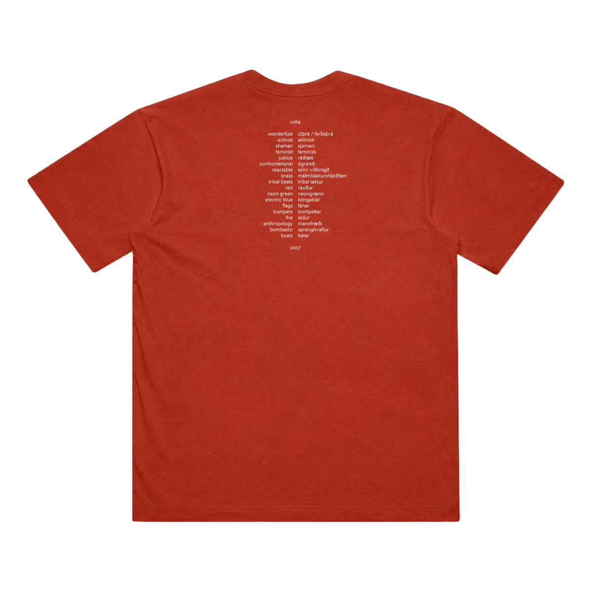 Official Volta Album Cover T-shirt (Red - Custom Dyed)